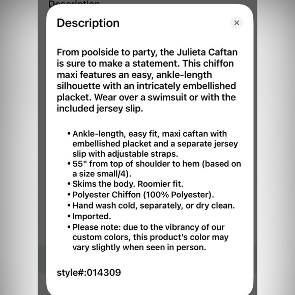 NWT Lilly Pulitzer Julies Caftan embellished Abaco blue feel like a shelllebrit - Picture 8 of 8